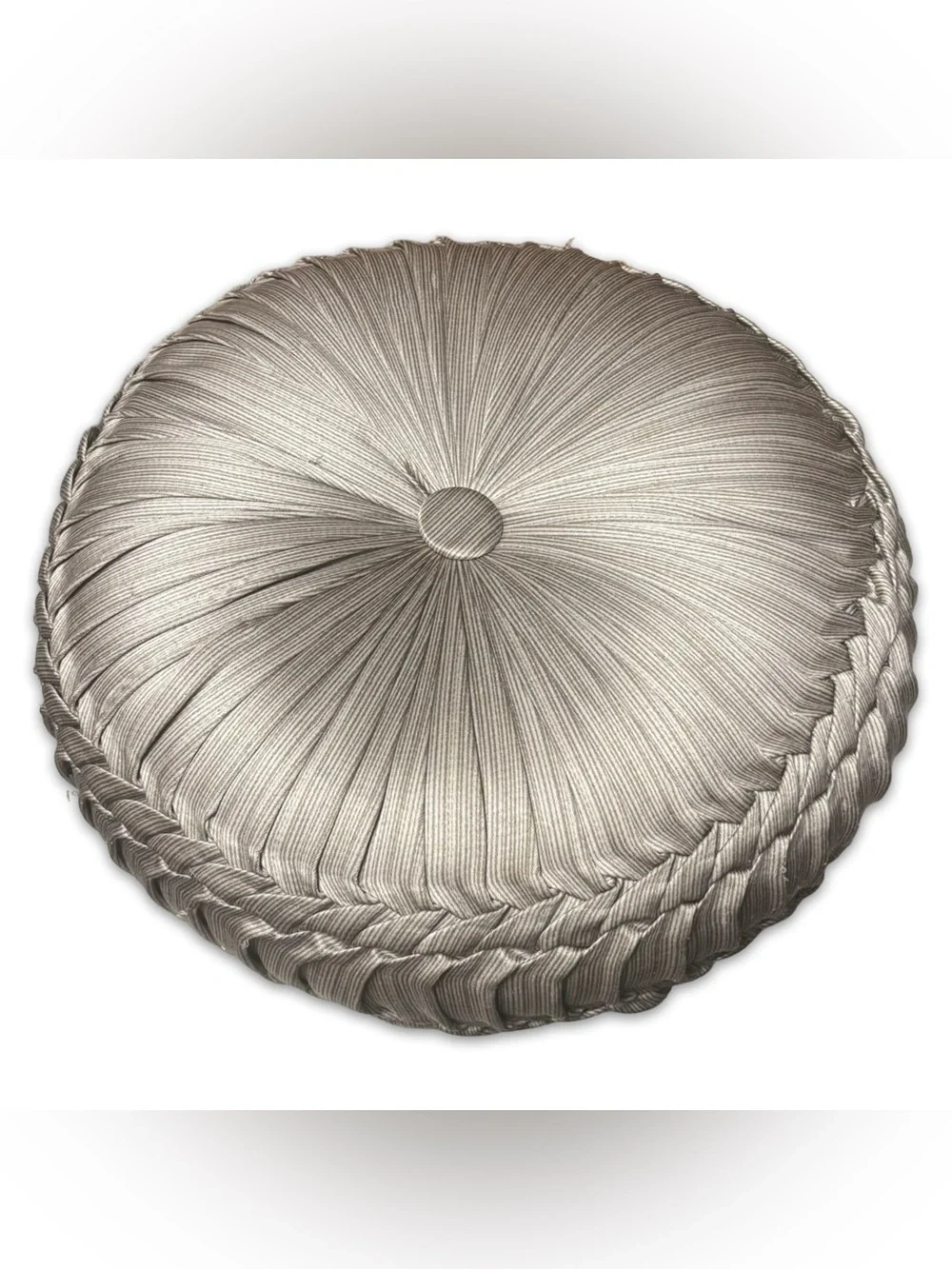 J. Queen NY Pleated Round Accent Pillow - Silver Pewter